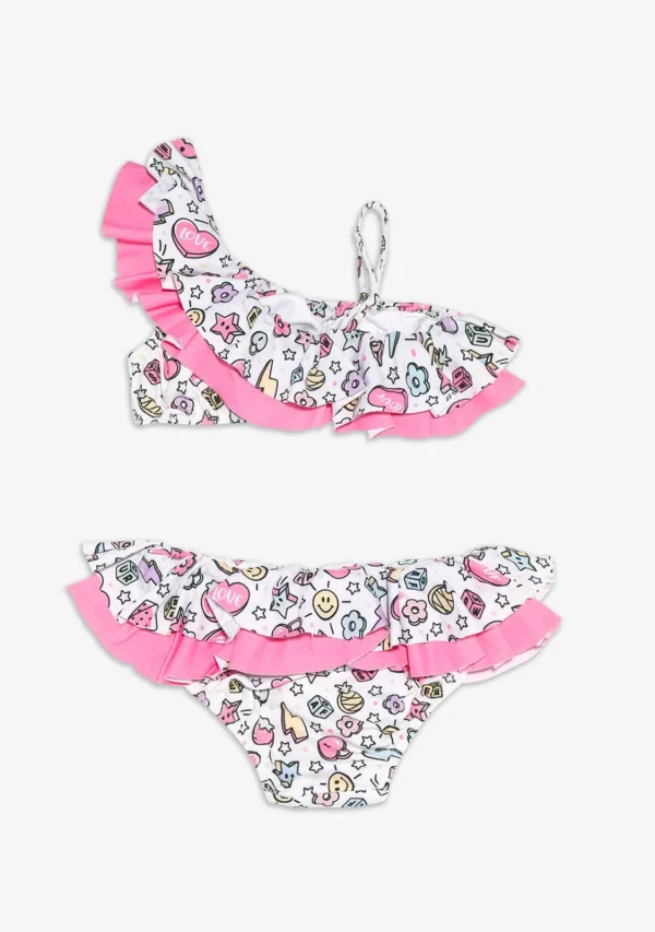 Conguitos Bikini Estampado De Cuentas Blanco De Niña^ Baño