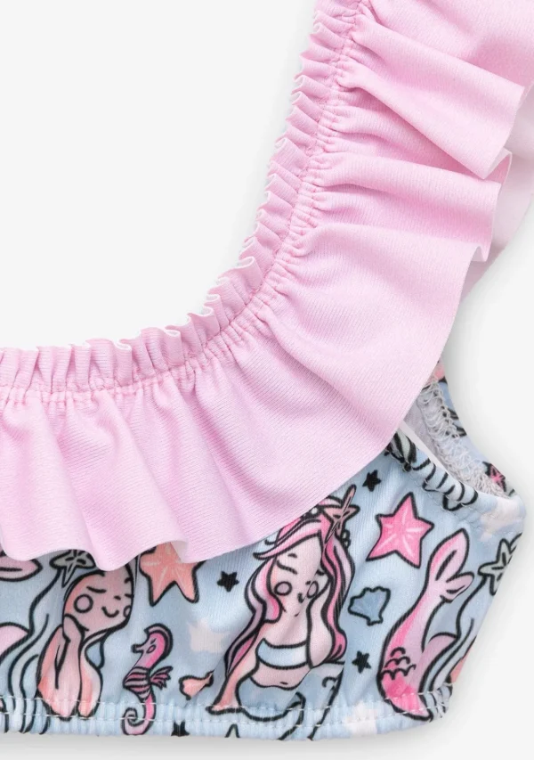 Conguitos Bikini Niña Estampado Sirena Azul Claro^ Baño