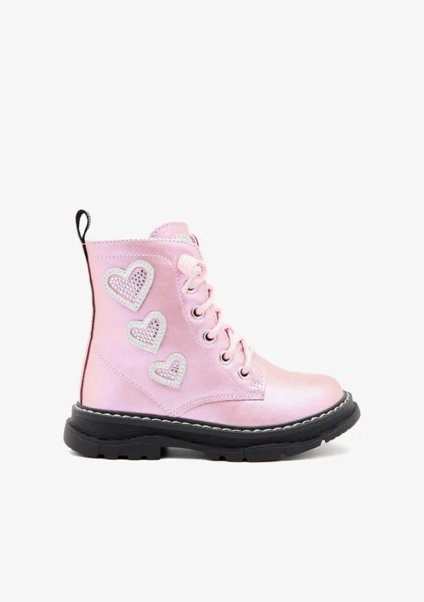 Conguitos Botas Corazones Cordoneras Rosa^ Botas