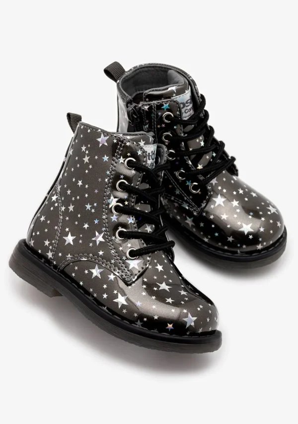 Conguitos Botas De Cordones Estrellas Peltre^ Botas