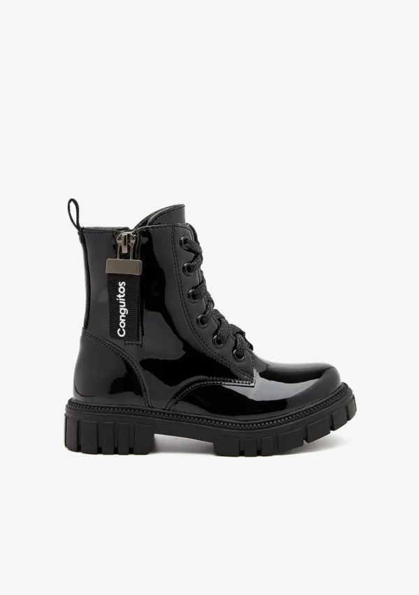 Conguitos Botas Militares Charol Negro^ Botas