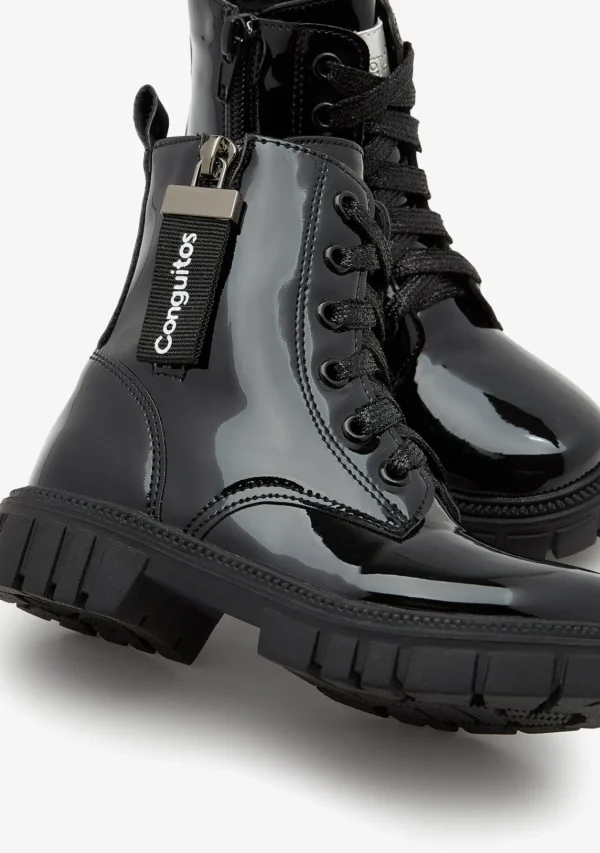 Conguitos Botas Militares Charol Negro^ Botas