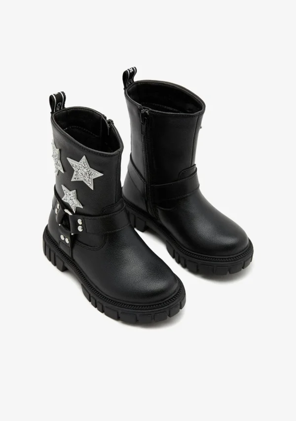 Conguitos Botas Militares Estrellas Negro^ Botas