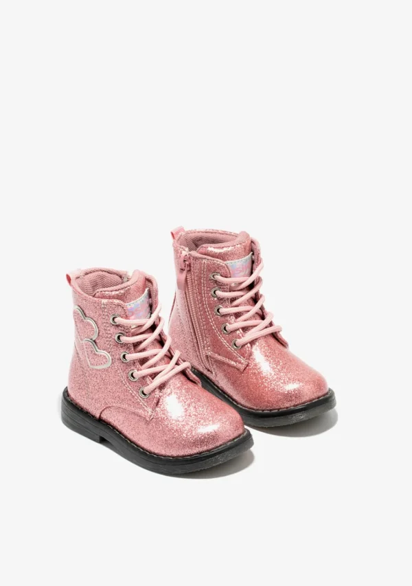 Conguitos Botines De Bebé Corazones Cordones Rosa^ Botas | Botas