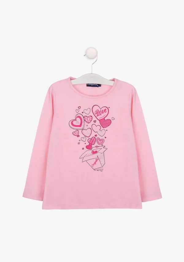 Conguitos Camiseta De Niña Con Luz Caja Rosa^ Camisetas | Camisetas Manga Larga