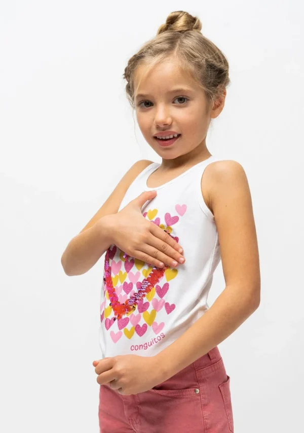 Conguitos Camiseta De Niña Corazones Blanca^ Camisetas