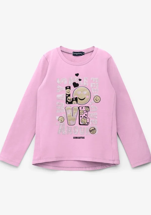 Conguitos Camiseta De Niña LOVE Rosa^ Camisetas | Camisetas Manga Larga