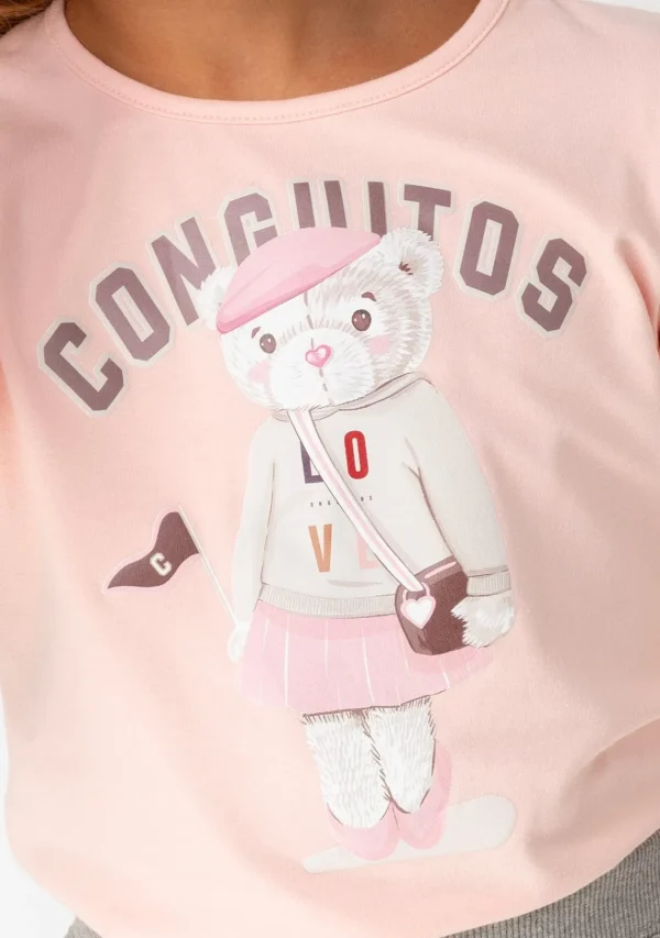 Conguitos Camiseta De Niña Osito University Rosa^ Camisetas | Camisetas Manga Larga