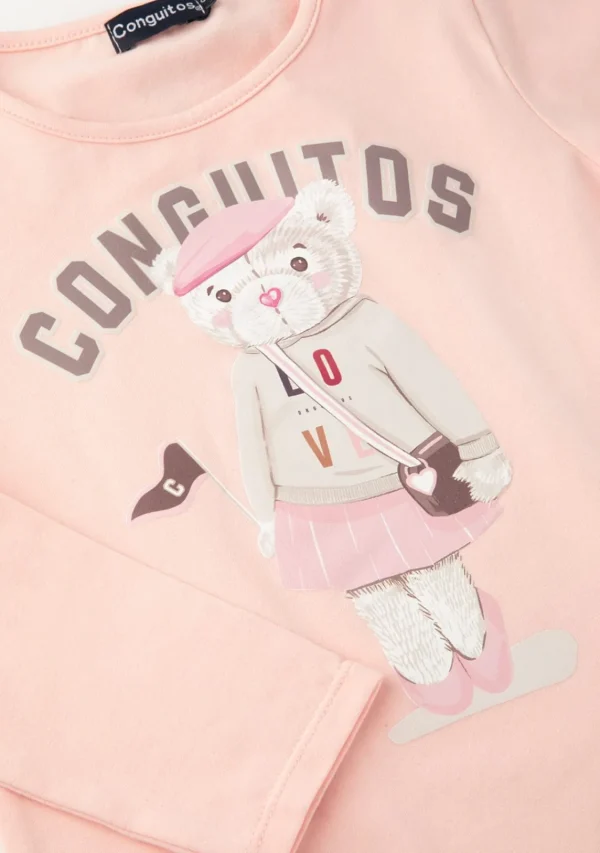 Conguitos Camiseta De Niña Osito University Rosa^ Camisetas | Camisetas Manga Larga