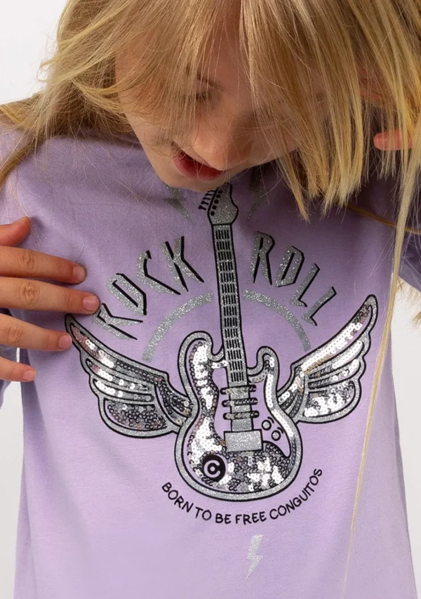 Conguitos Camiseta De Niña Rock Malva^ Camisetas | Camisetas Manga Larga