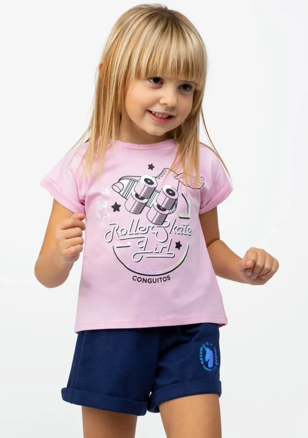 Conguitos Camiseta De Niña Roller Lentejuelas Rosa^ Camisetas