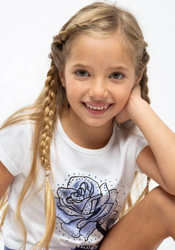 Conguitos Camiseta De Niña Rosa Strass Celeste^ Camisetas