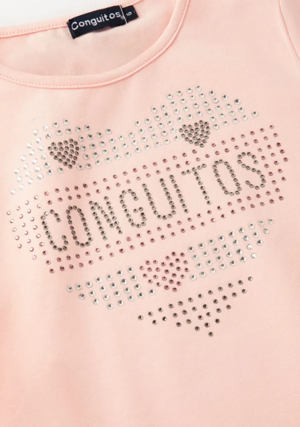 Conguitos Camiseta Niña Corazón Strass Rosa^ Camisetas | Camisetas Manga Larga