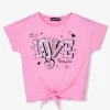 Conguitos Camiseta Niña Estampado Anudado Love Rosa^ Camisetas