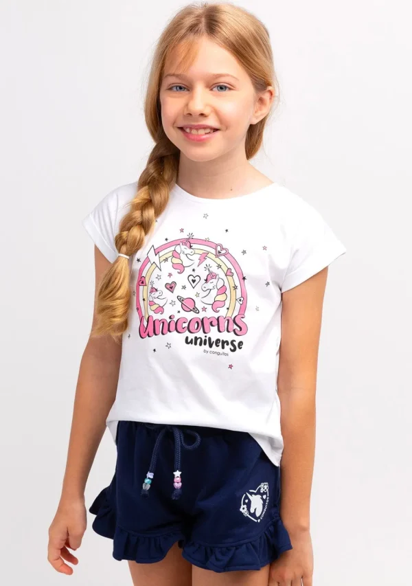 Conguitos Camiseta Niña Estampado Unicornio Solar Reactivo Blanco^ Camisetas