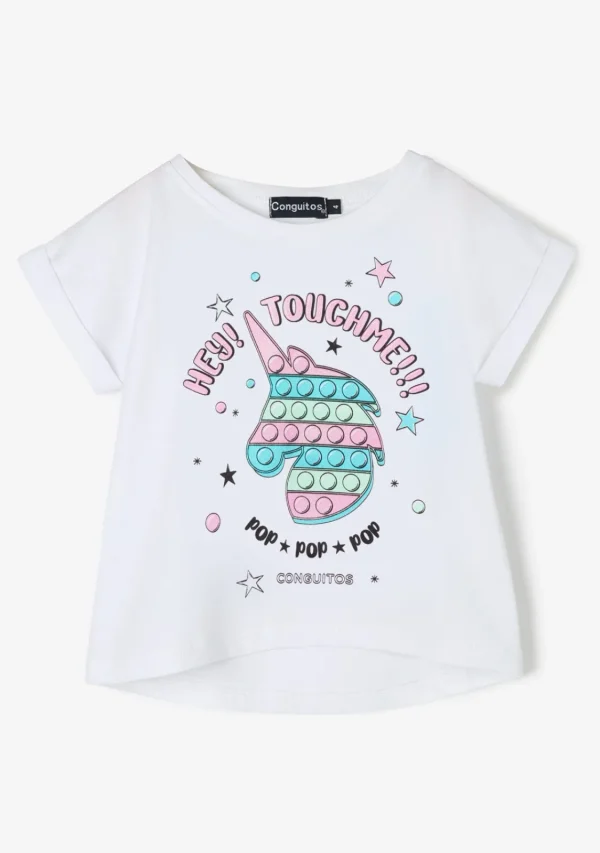 Conguitos Camiseta Niña Unicornio Glitter Blanco^ Camisetas