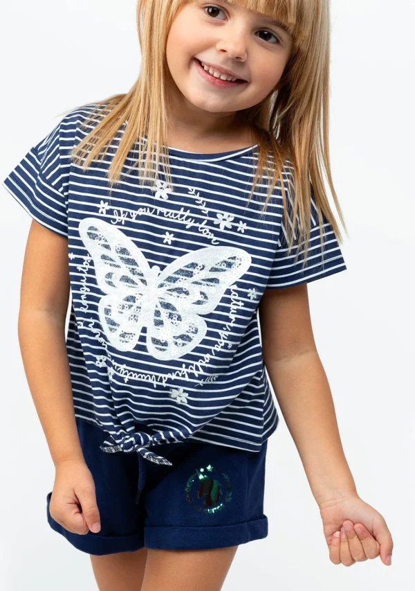 Conguitos Camiseta Nudo De Niña Mariposa Marino^ Camisetas