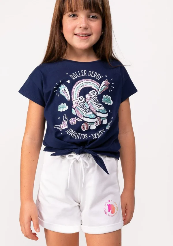 Conguitos Camiseta Nudo De Niña Roller Marino^ Camisetas