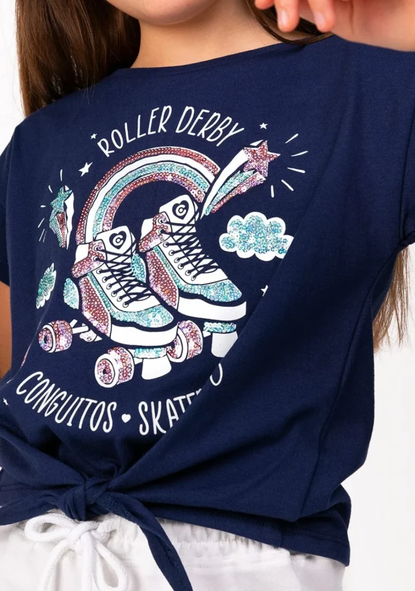 Conguitos Camiseta Nudo De Niña Roller Marino^ Camisetas