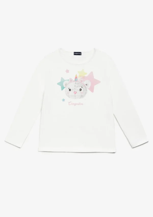 Conguitos Camiseta Osita Estrellas Blanco^ Camisetas | Camisetas Manga Larga