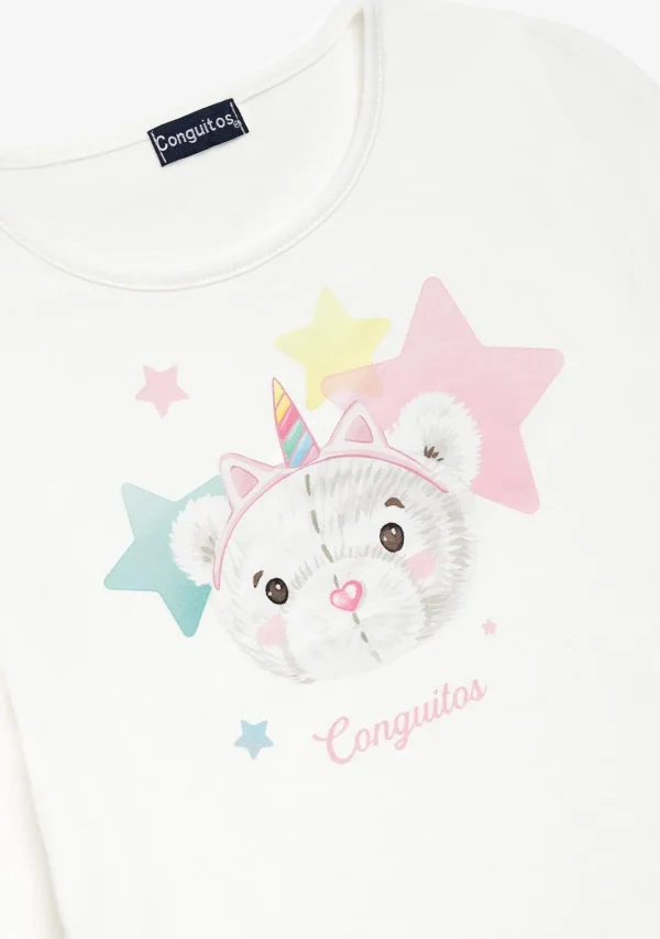 Conguitos Camiseta Osita Estrellas Blanco^ Camisetas | Camisetas Manga Larga