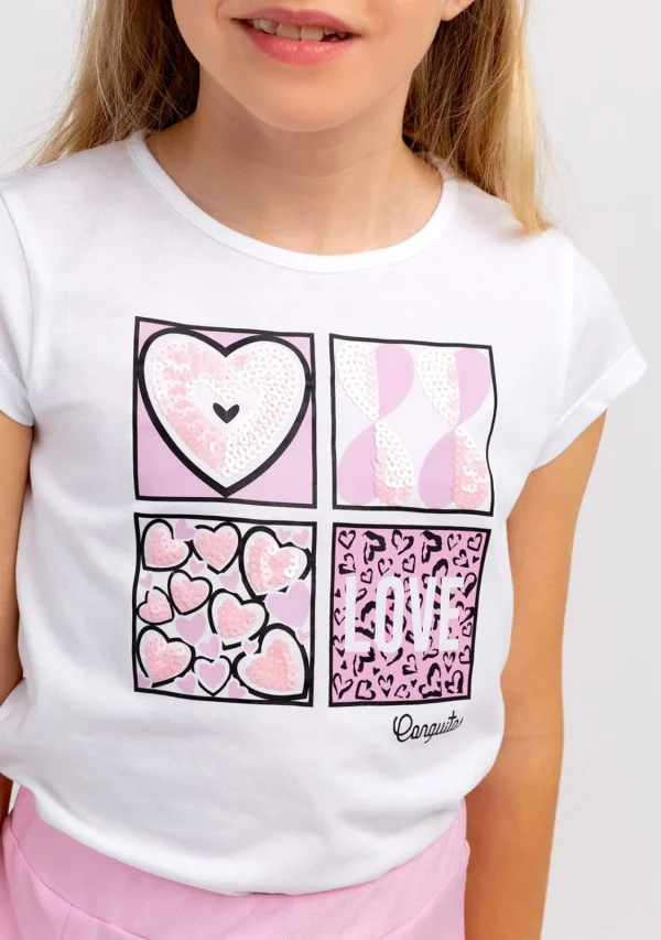 Conguitos Camiseta Sequinned Hearts Blanca De Niña^ Camisetas