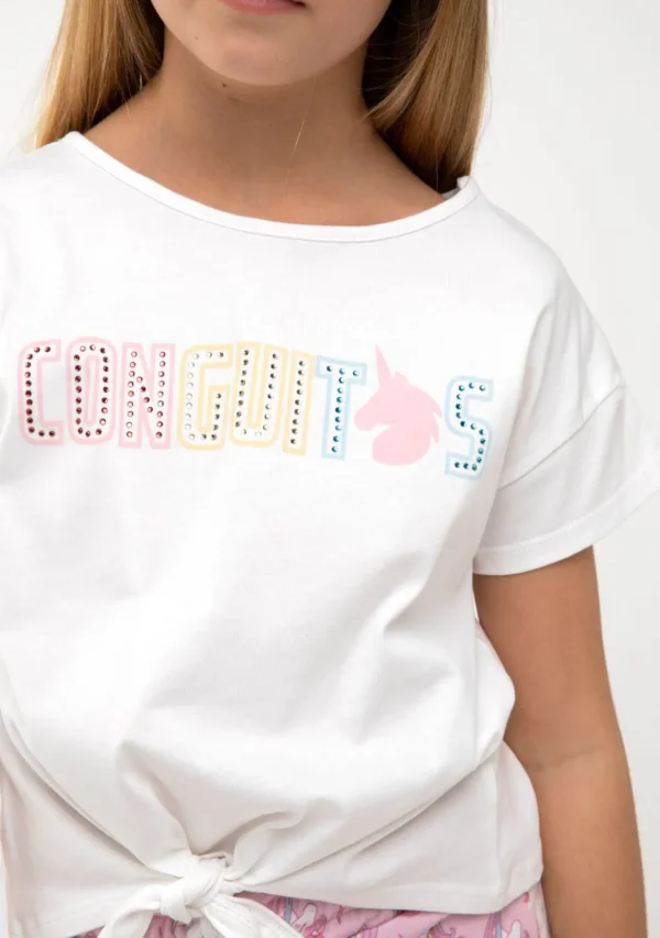 Conguitos Camiseta Unicornio Strass Blaco^ Camisetas