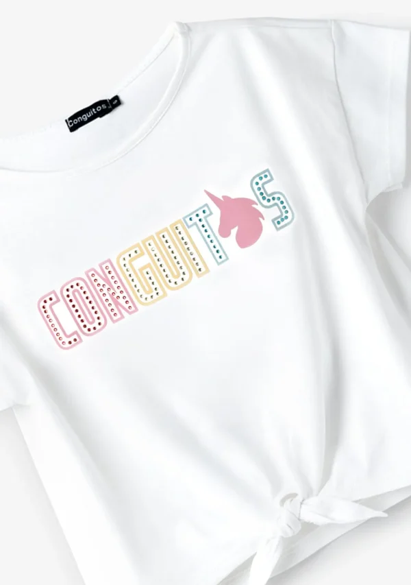 Conguitos Camiseta Unicornio Strass Blaco^ Camisetas