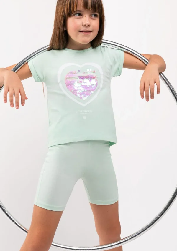 Conguitos Conjunto De Niña Corazón Menta^ Shorts | Camisetas