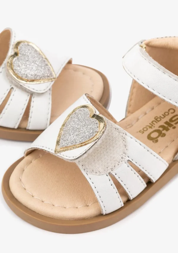 Conguitos Sandalias De Bebé Corazón Napa Blanco^ Sandalias | Sandalias