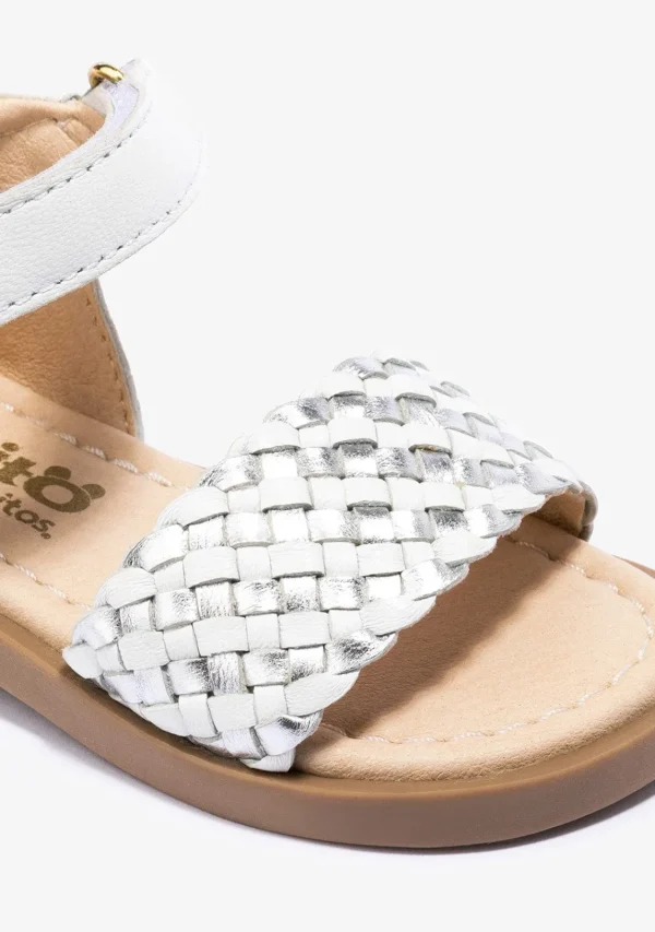 Conguitos Sandalias De Bebé Napa Blanco Plata^ Sandalias | Sandalias