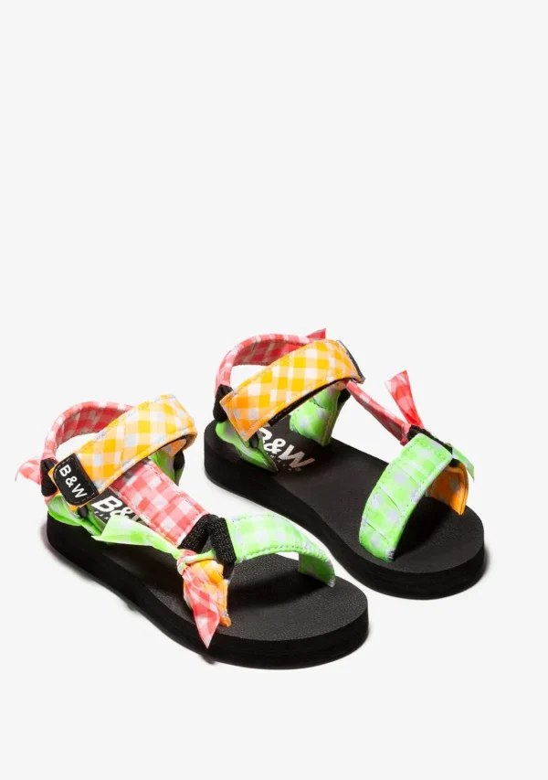 Conguitos Sandalias De Niña Cuadros Vichy Multicolor B&W^ Sandalias | Sandalias