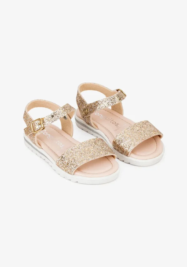 Conguitos Sandalias De Niña Glitter Platino^ Sandalias