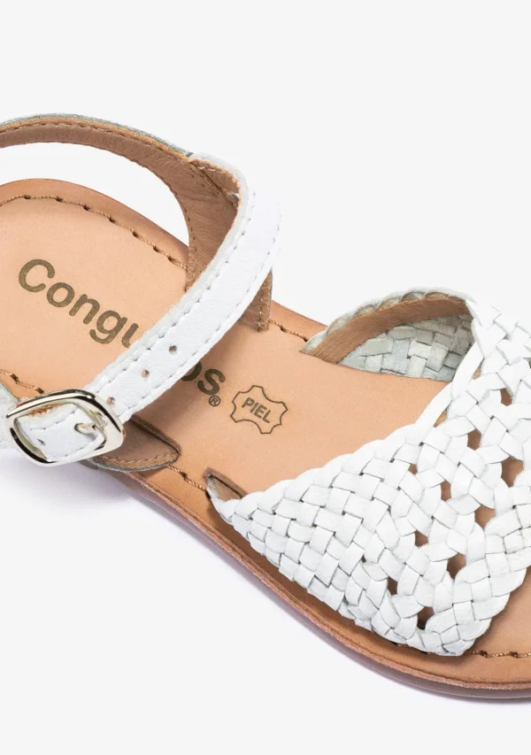 Conguitos Sandalias De Niña Hebilla Textura Napa Blanco^ Sandalias | Zapatos De Ceremonia