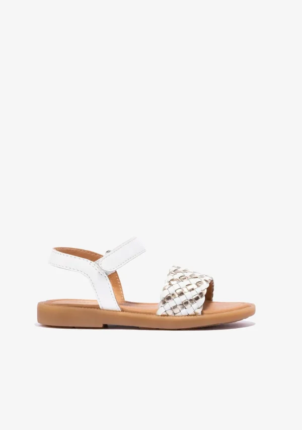 Conguitos Sandalias De Niña Napa Blanco Oro^ Sandalias | Zapatos De Ceremonia