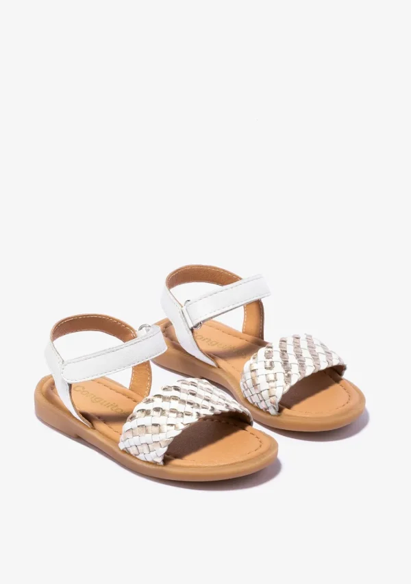 Conguitos Sandalias De Niña Napa Blanco Oro^ Sandalias | Zapatos De Ceremonia