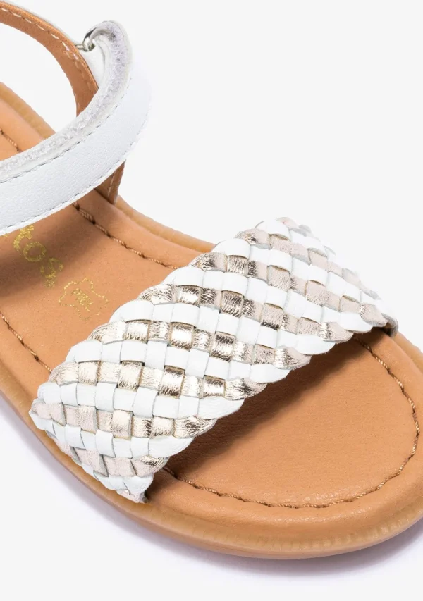 Conguitos Sandalias De Niña Napa Blanco Oro^ Sandalias | Zapatos De Ceremonia