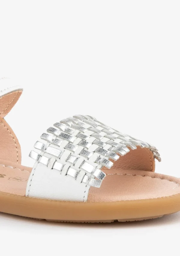 Conguitos Sandalias De Niña Piel Trenzada Blanco/Plata^ Sandalias | Zapatos De Ceremonia