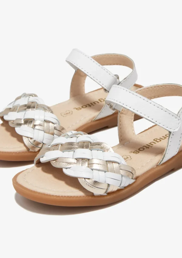 Conguitos Sandalias Trenza Blanco Dorado^ Sandalias | Zapatos De Ceremonia