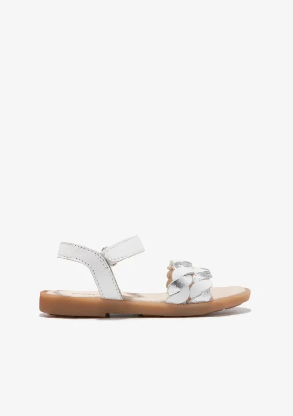 Conguitos Sandalias Trenza Blanco Plata^ Sandalias | Zapatos De Ceremonia