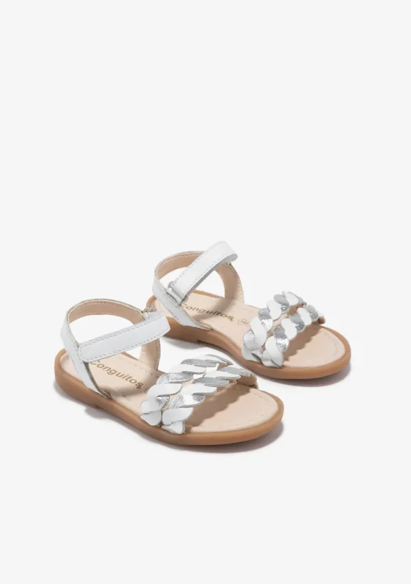 Conguitos Sandalias Trenza Blanco Plata^ Sandalias | Zapatos De Ceremonia