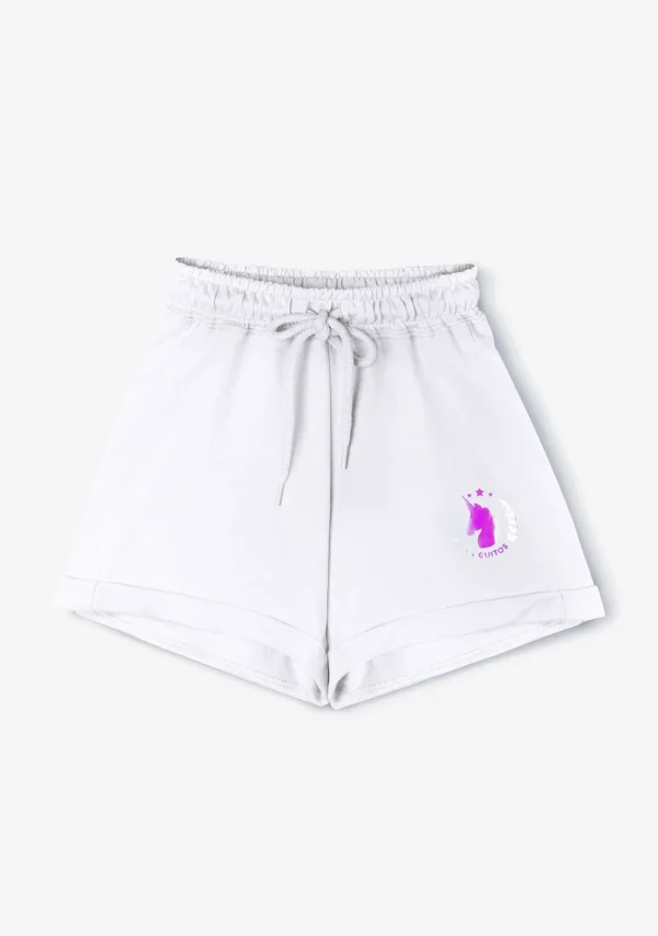 Conguitos Short Deportivo De Niña Liso Unicornio Blanco^ Shorts