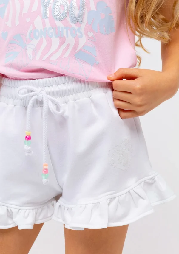 Conguitos Short Niña Felpa Unicornio Blanco^ Shorts