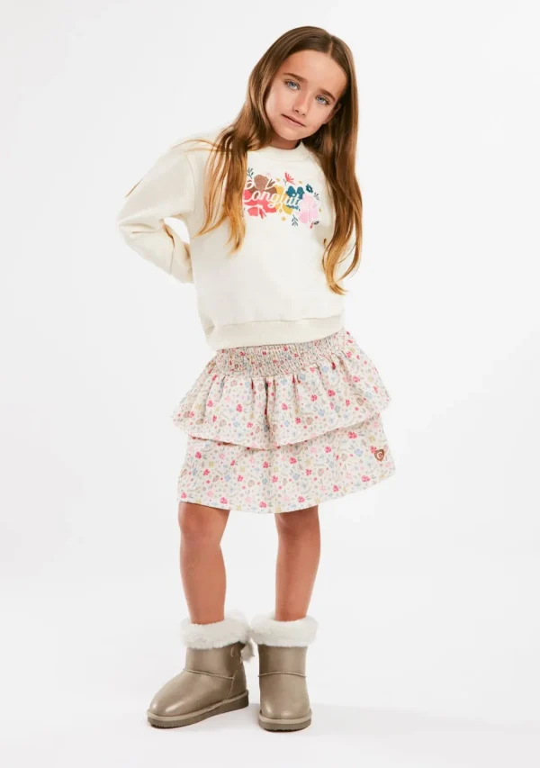 Conguitos Sudadera Bordado Flores Beige^ Sudaderas