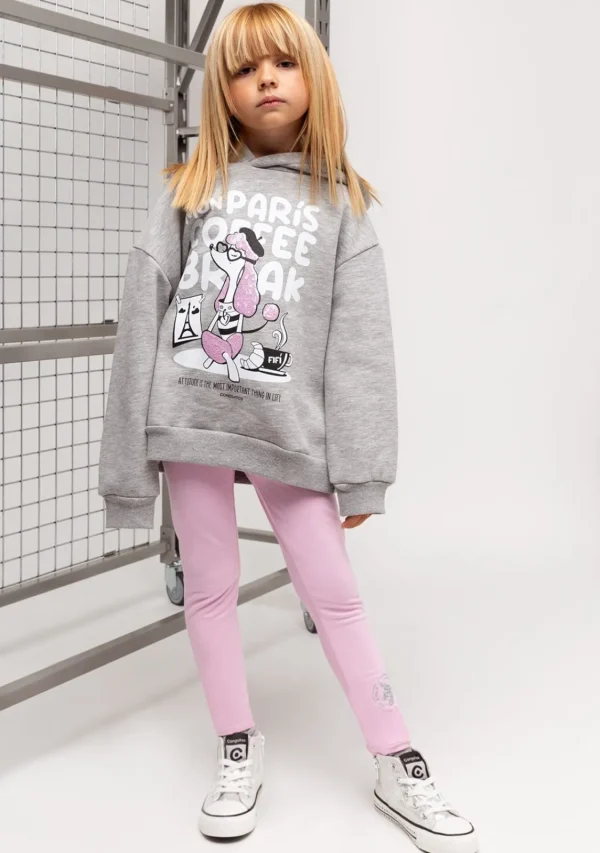 Conguitos Sudadera De Niña Capucha Puppy Paris Gris^ Sudaderas