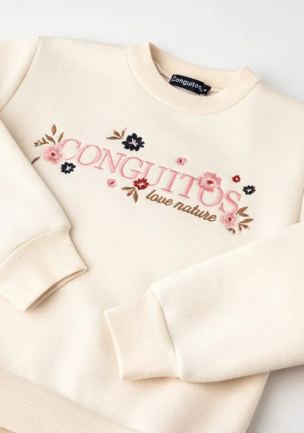 Conguitos Sudadera De Niña Flores Beige^ Sudaderas