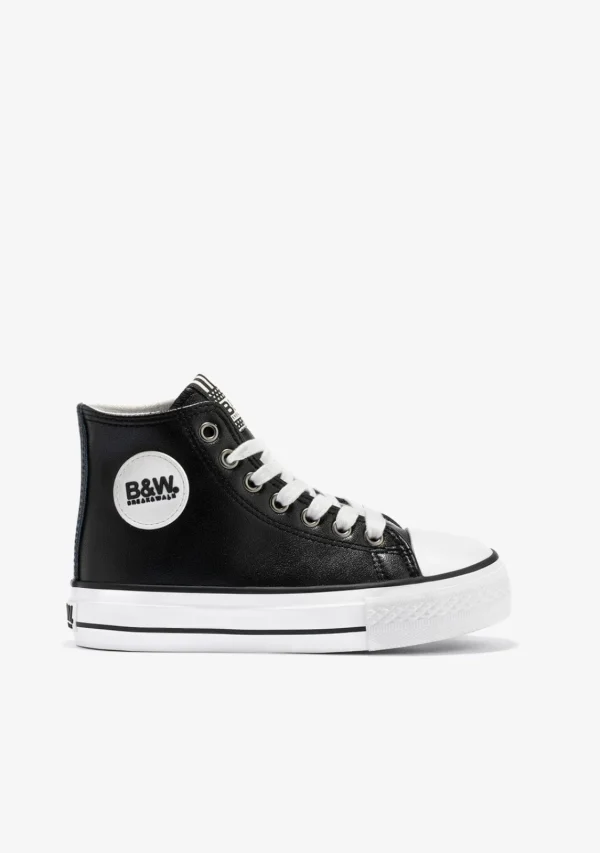 Conguitos Unisex Black Logo Hi-Top Sneakers Napa B&W^ Zapatillas | Zapatillas