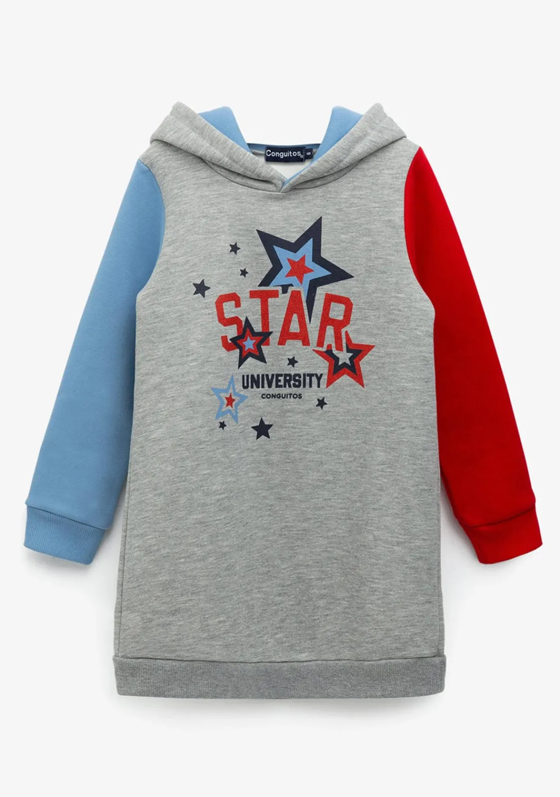 Conguitos Vestido De Niña Color Block Capucha Gris^ Vestidos Sudadera | Vestidos