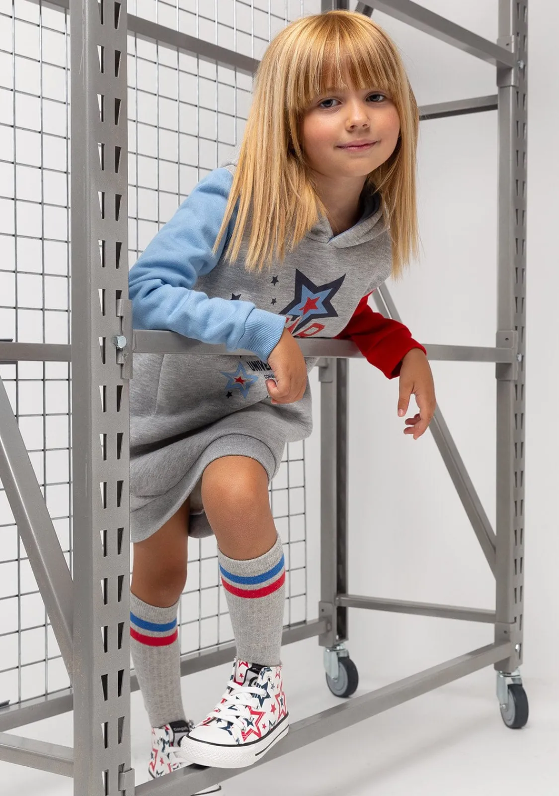 Conguitos Vestido De Niña Color Block Capucha Gris^ Vestidos Sudadera | Vestidos