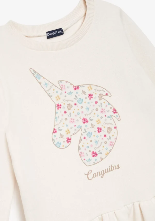 Conguitos Vestido Sudadera Unicornio Beige^ Vestidos